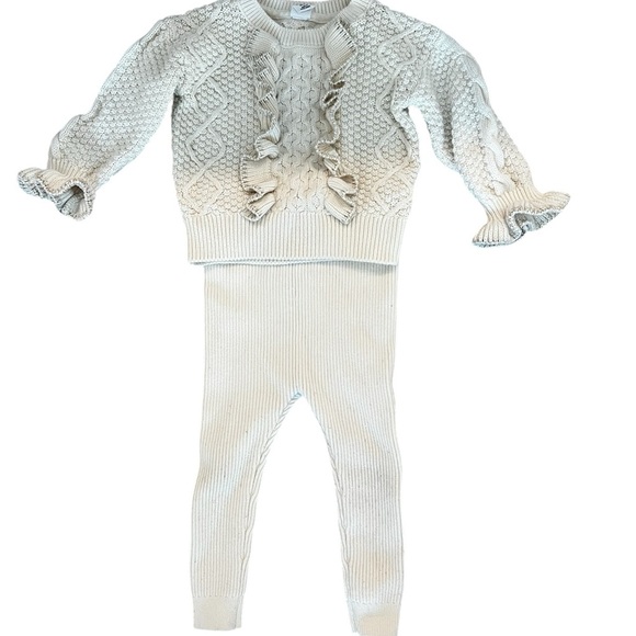 Gap Kids Cotton Cream Knit Sweater and Leggings Set size 18-24 Months - Picture 1 of 7